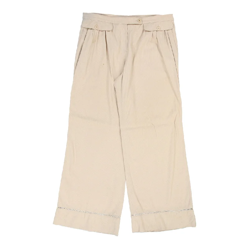 Emporio Armani Trousers - 34W UK 14 Beige Cotton Trousers Culottes Wide Leg