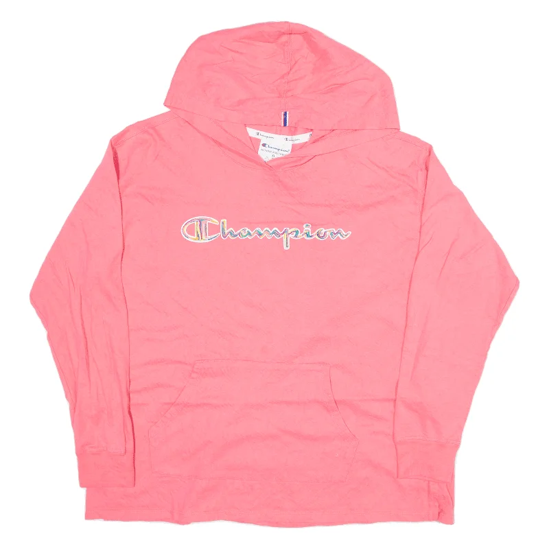CHAMPION Lightweight Hoodie Pink Pullover Womens XL Sheath Sleeve Elegant