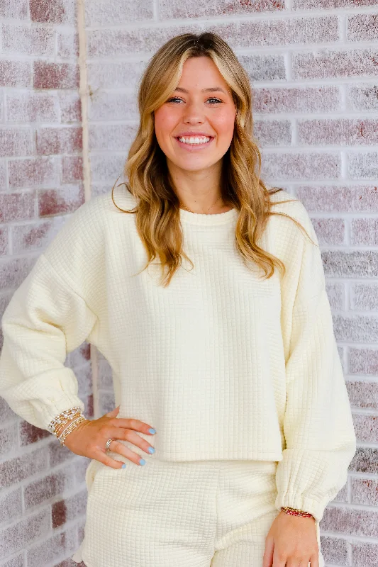 Pastime Textured Terry Sidetie Pullover Thick Cable Knit