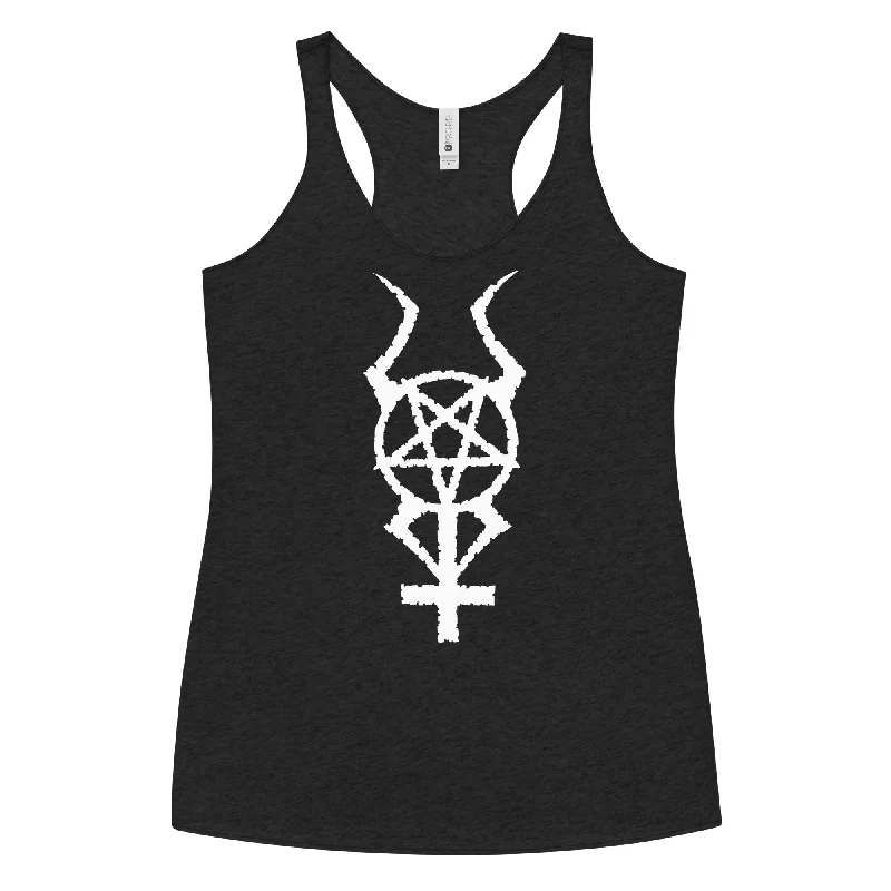 White Horned Pentacross Ritual Pentagram Cross Women's Racerback Tank Top Shirt floral tank top