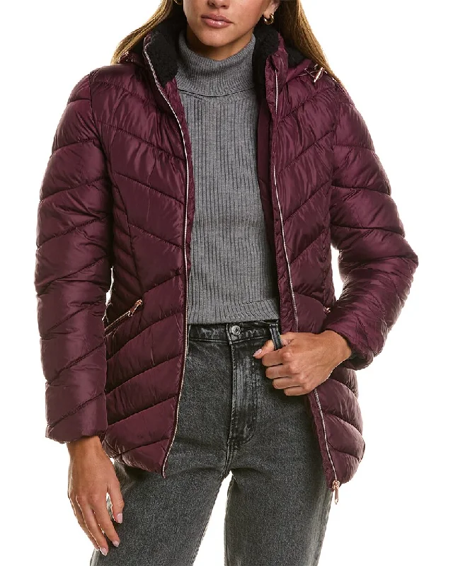 Big Chill Quilted Puffer Jacket Denim Fabric Leather Fabric Suede Fabric