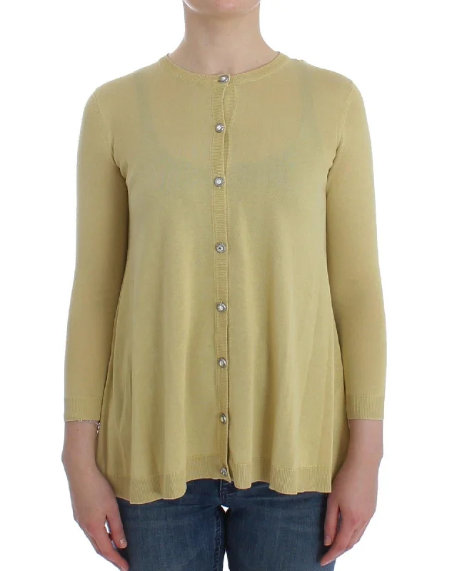 Dolce & Gabbana  Yellow Silk Cardigan Jersey Fabric Tulle Fabric Batik Fabric
