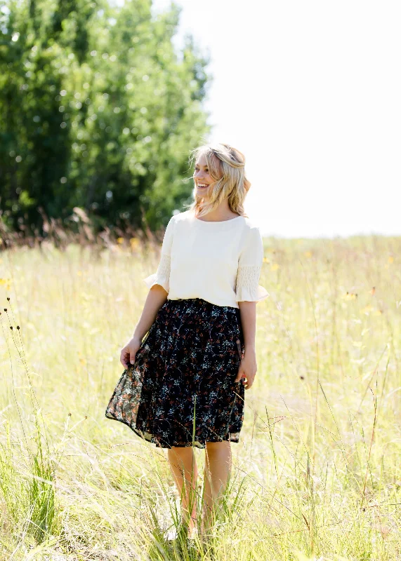 Rusty Floral Flowy Midi Skirt - FINAL SALE corduroy skirt durable