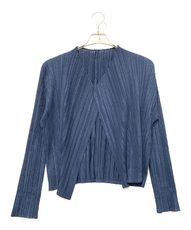 [Pre-owned] PLEATS PLEASE pleated cardigan Crew Neck V-Neck Turtle Neck