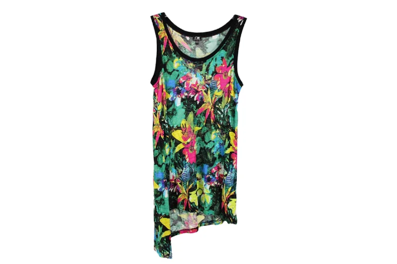 Cable & Gauge Floral Tunic Asymmetrical Tank | M mesh tank top