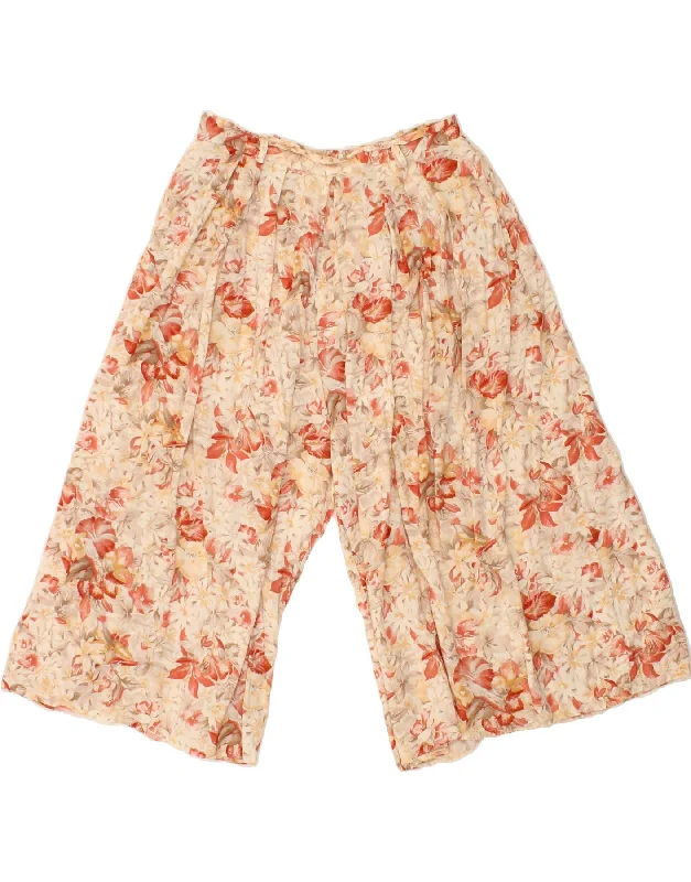 VINTAGE Womens High Waist Cullotes Capri Trousers W32 L17  Red Floral Trousers Floral Bohemian