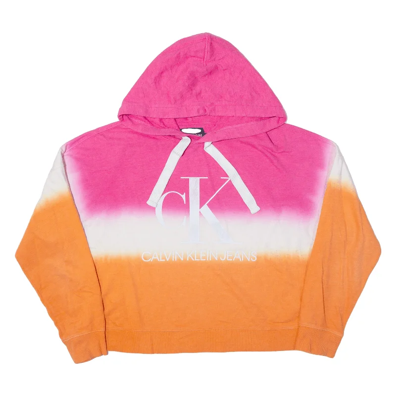 CALVIN KLEIN Gradient Hoodie Pink Pullover Womens L Slit Sleeve Stylish