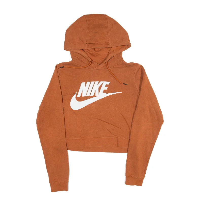 NIKE Cropped Hoodie Orange Pullover Womens XS Bishop Sleeve Elegant
