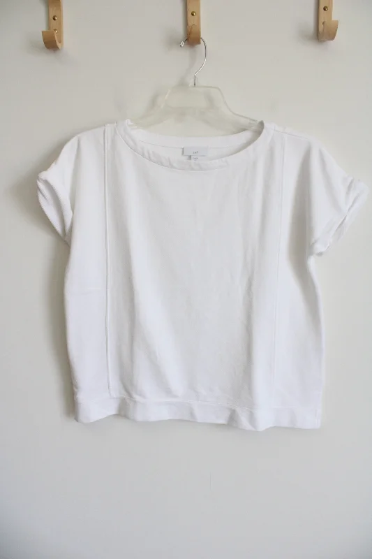J.Jill White Boxy Fit Sweatshirt Tee | S Hoodie with Slim Fit Tailored Modern