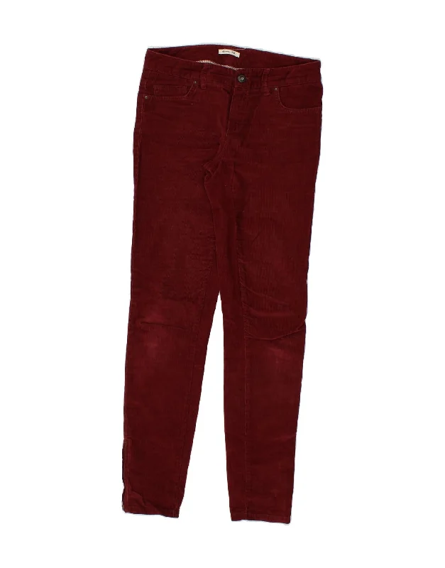 MASSIMO DUTTI Womens Corduroy Trousers EU 36 Small  W26 L30  Maroon Cotton Trousers Fall Fleece