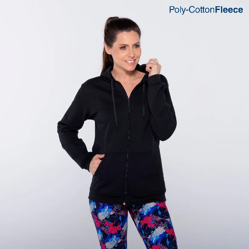 Adult Unisex Full Zip Hooded Sweatshirt With Kangaroo Pocket (Black) Hoodie with Rolled Sleeves Casual Relaxed