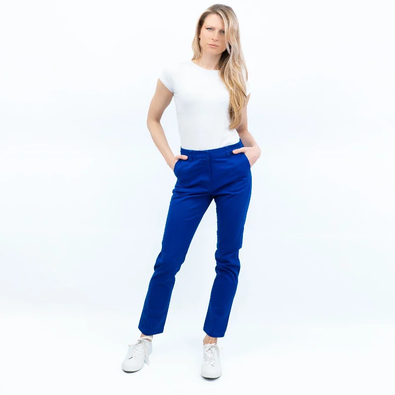 M&S Blue Stretch Cotton Chino Trousers with 4 Pockets Trousers luxurious premium