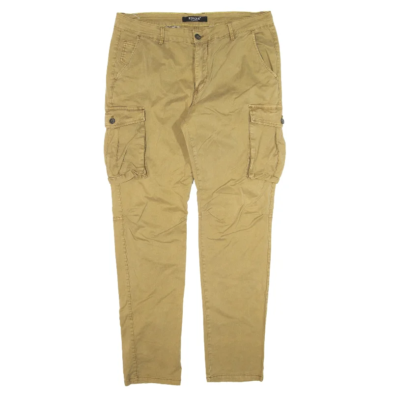 ENOS Cargo Trousers Beige Slim Tapered Womens W34 L29 Trousers Travel Practical