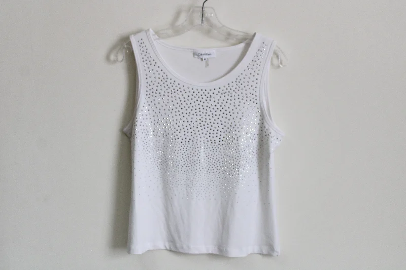 Calvin Klein White Studded Tank | M modal blend tank