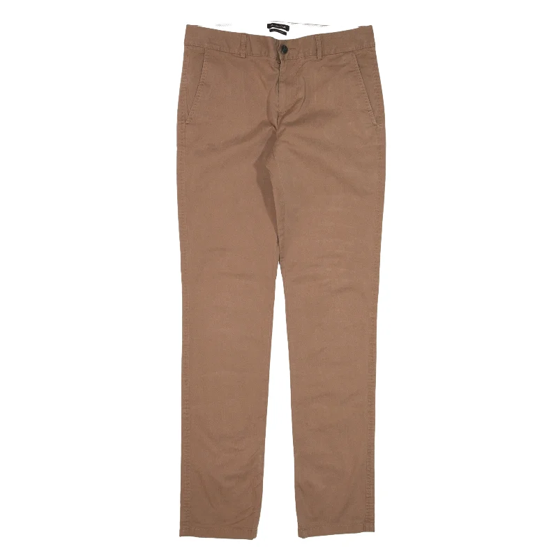 MASSIMO DUTTI Chino Trousers Brown Slim Straight Womens W28 L30 Trousers Flared Retro