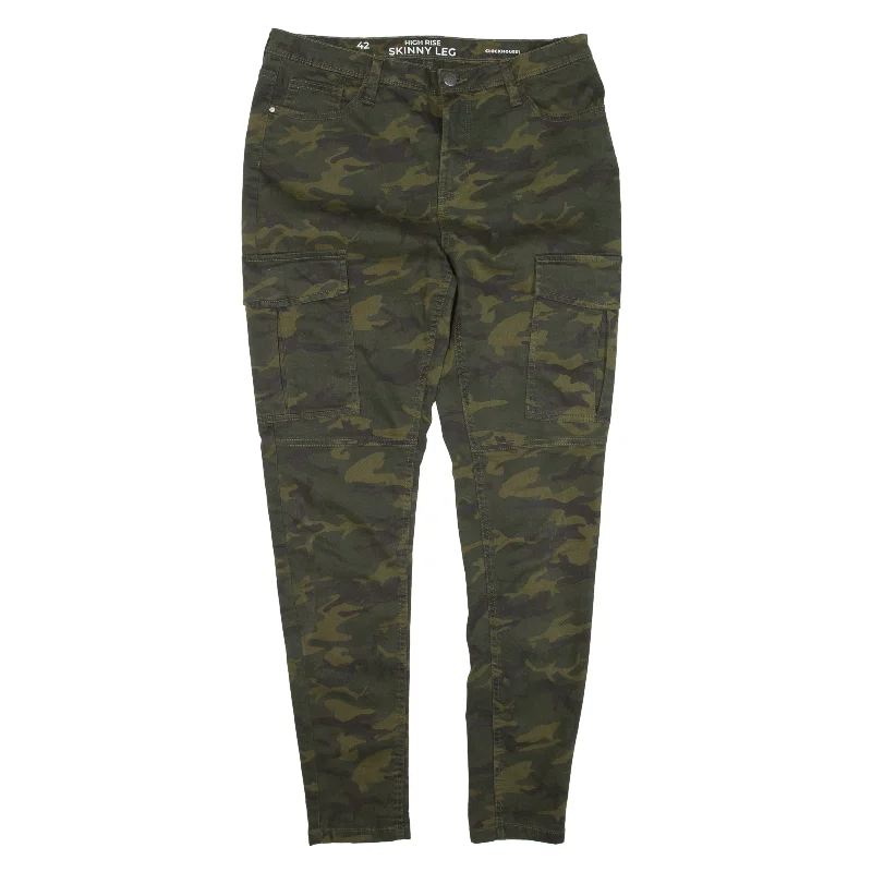 CLOCKHOUSE High Rise Cargo Camo Trousers Green Slim Skinny Womens W32 L28 Trousers versatile all-occasion