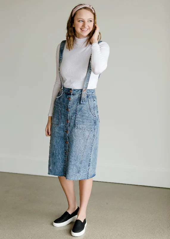 Light Denim Pinafore Skirt linen skirt light