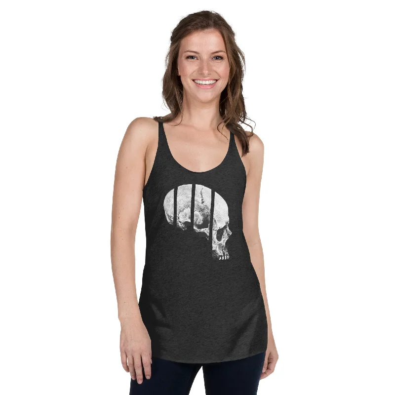 Exploded Elongated Human Skull Women's Racerback Tank Top Shirt flowy tank top