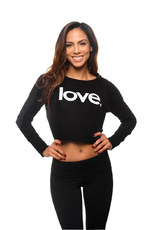 Love Period Fleece Crop Long Sleeve Pullover High Neck Pullover
