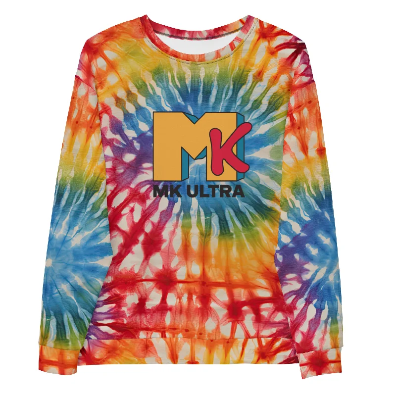 Mk Ultra Tie Dye Sweatshirt Hoodie with Ribbed Cuffs Snug Fit Comfort