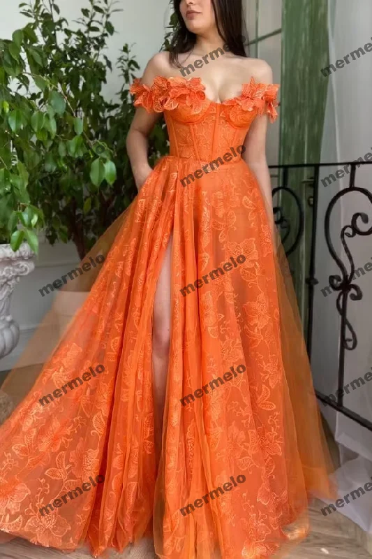 Lace Prom Dresses Long Floor Length Off Shoulder V Neckline Front Slit Women Evening Gowns Women Special Occasion Dresses Lace Prom Dresses Long Floor Length Off Shoulder V Neckline Front Slit Women Evening Gowns Women Special Occasion Dresses