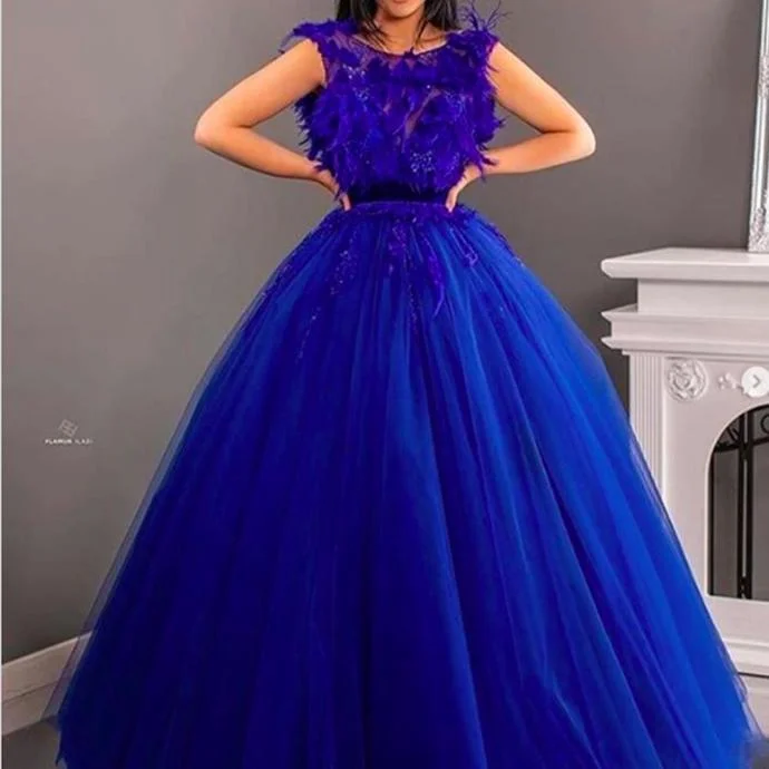 royal blue prom dresses 2020 sheer crew neckline feather beading sequins ball gown tulle long evening dresses gowns cg13435 royal blue prom dresses 2020 sheer crew neckline feather beading sequins ball gown tulle long evening dresses gowns cg13435