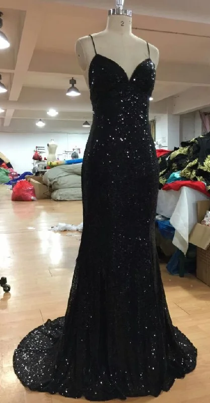 V Neckline Criss-Cross Backless Bling Bling Mermaid Prom Dress black Sequins Evening Dresses cg13192 V Neckline Criss-Cross Backless Bling Bling Mermaid Prom Dress black Sequins Evening Dresses cg13192