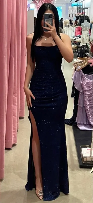Glitter Sheath/Column Prom Dress with Split,Charming Evening Dress cc1124