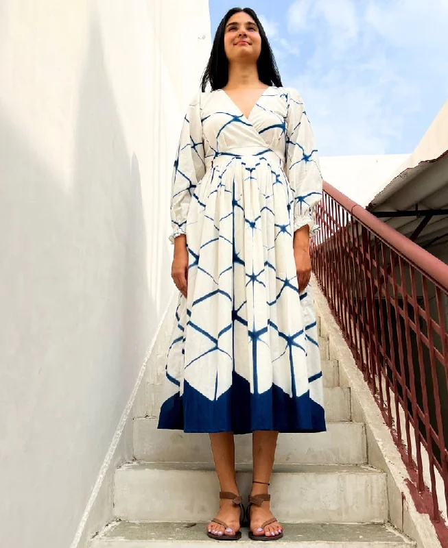 Clamp Dye Indigo Dress