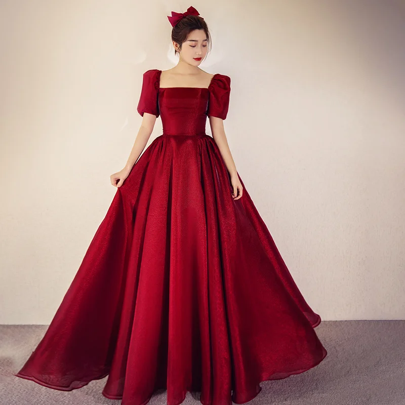 Red Satin Long Prom Dress Red Evening Dress cc932