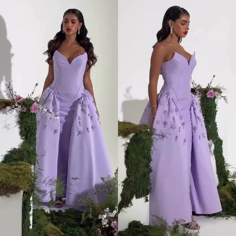 Customized Classic Modern Style Formal Evening Strapless Ball Gown Appliquess Bespoke Occasion Dresses