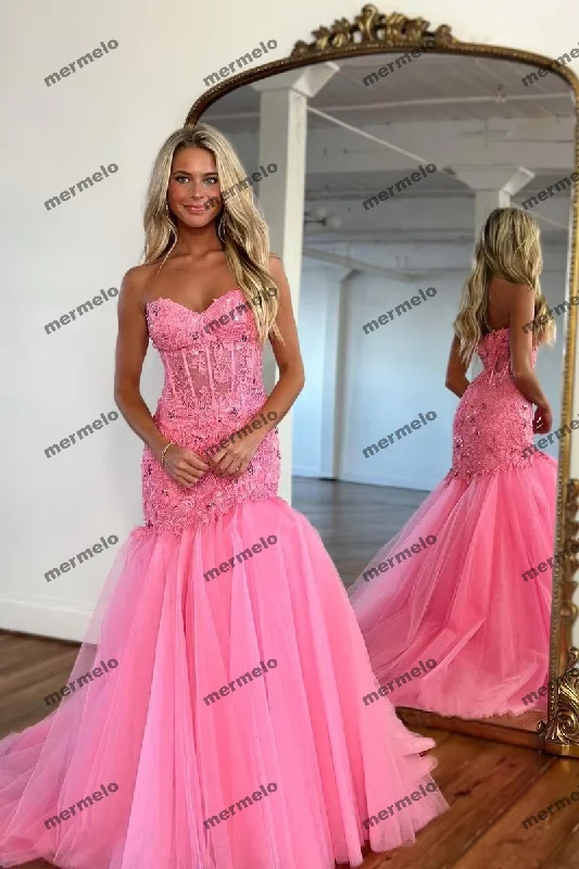 Mermaid Prom Dresses Lace Applique Tulle Sweetheart Long Sweep Train Formal Party Evening Gowns Mermaid Prom Dresses Lace Applique Tulle Sweetheart Long Sweep Train Formal Party Evening Gowns