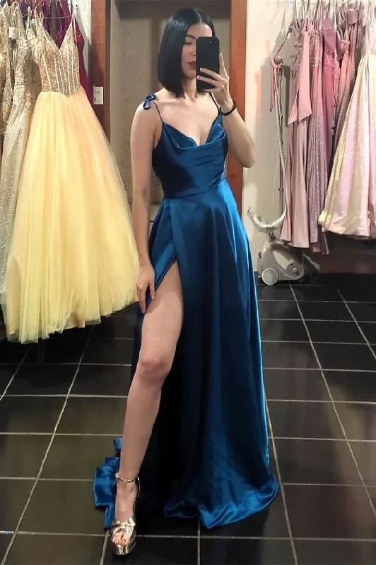Princess A-line Long Evening Dress with Tie Shoulders cc913
