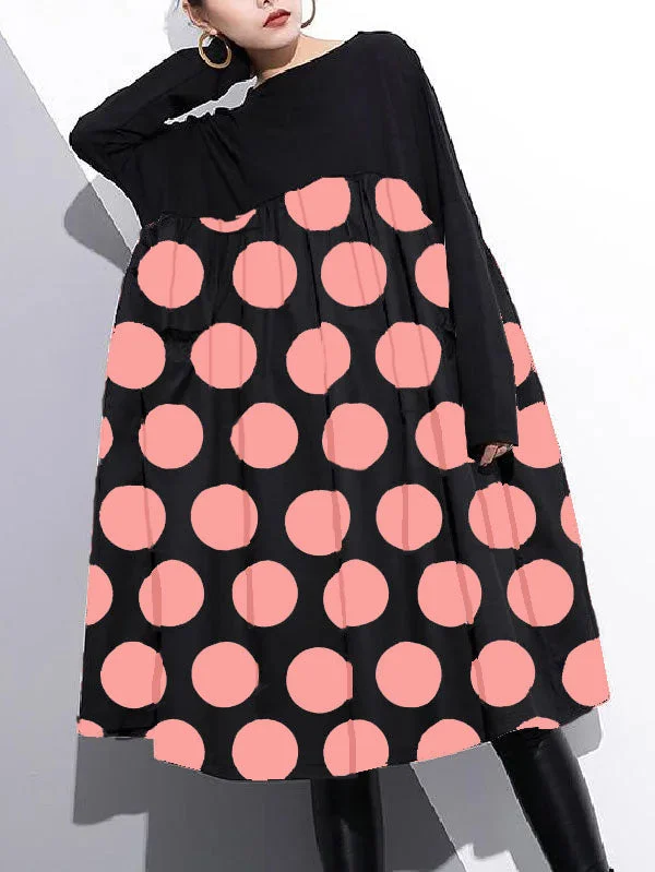 stylish Pink dot cotton shift dress plus size cotton clothing dress Elegant high waist patchwork cotton dress stylish Pink dot cotton shift dress plus size cotton clothing dress Elegant high waist patchwork cotton dress