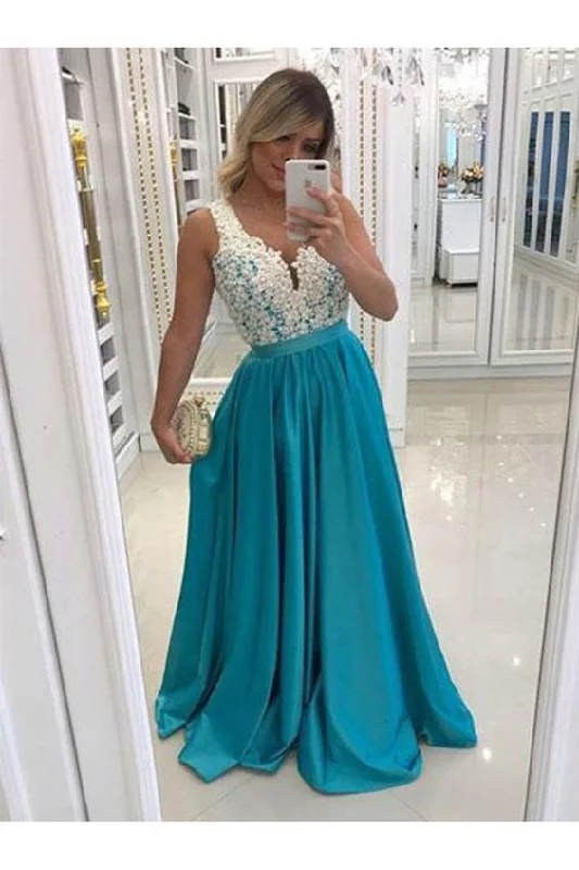 A-Line Beaded Lace Long Prom Dresses Formal Evening Gowns   cg12757