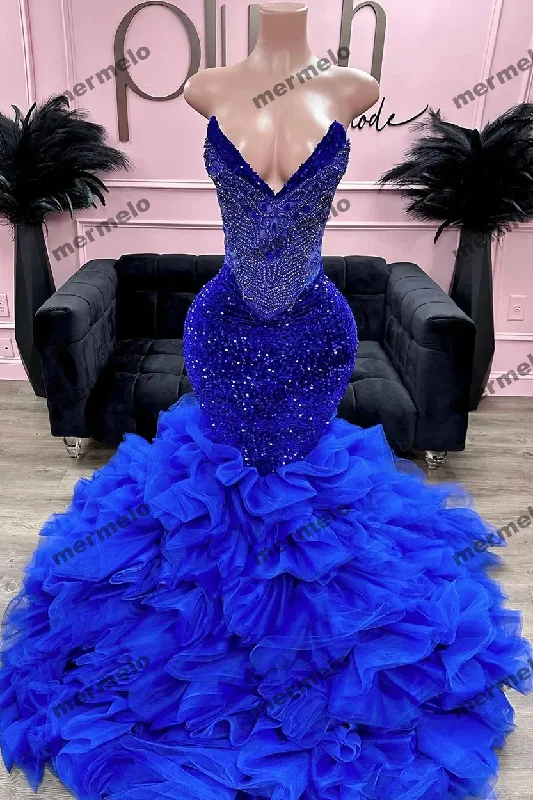 Sparkly Mermaid Prom Dresses Ruffles Skirt Evening Dress For Occasion Woman Sequin Black Girls Party Gowns Sparkly Mermaid Prom Dresses Ruffles Skirt Evening Dress For Occasion Woman Sequin Black Girls Party Gowns