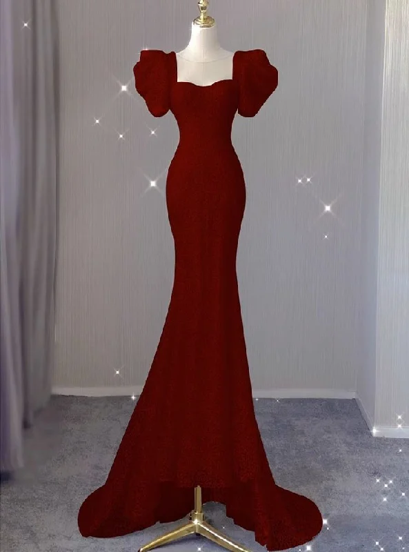 Mermaid evening dress, high-end burgundy bridal toast dress,elegant lady prom dress cc1154 Mermaid evening dress, high-end burgundy bridal toast dress,elegant lady prom dress cc1154