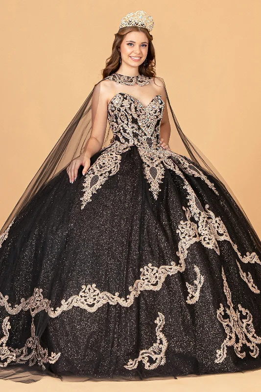 Strapless Long Sparkling Quinceniera Dress