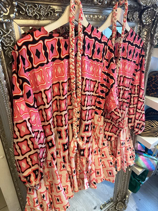 Pink pattern swing dress