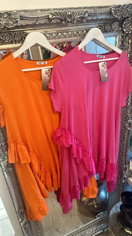 Frill asymmetric dress
