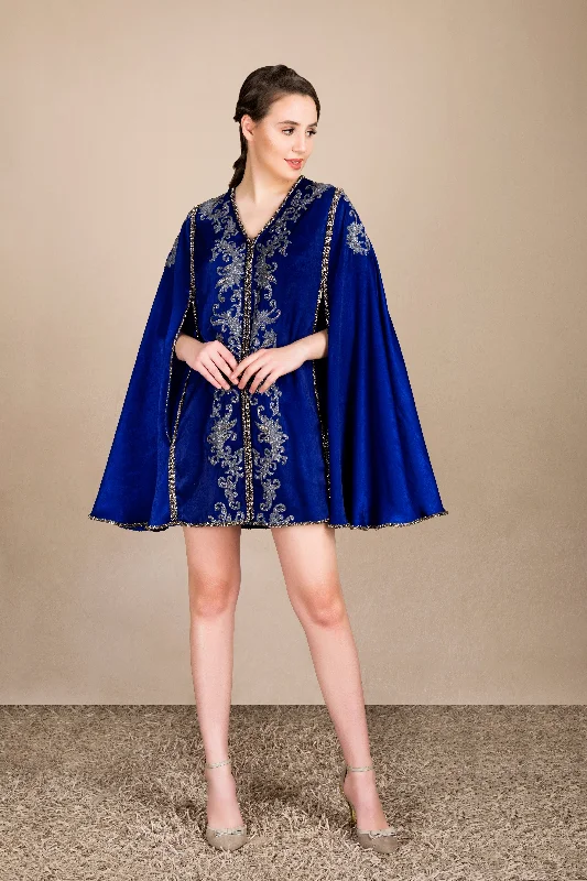 Cape Dress in Deep Blue