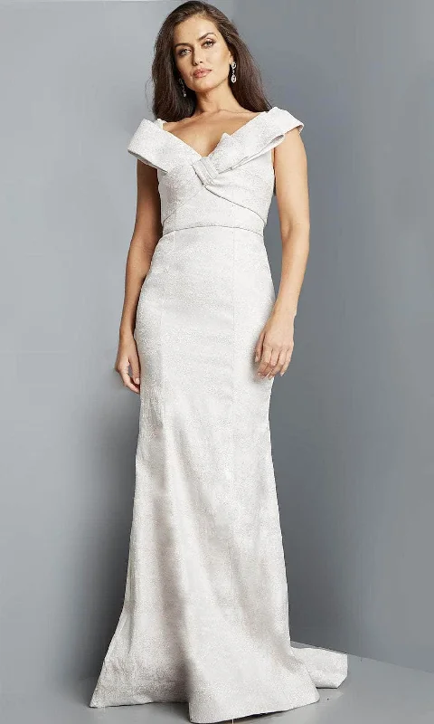 Jovani 08252 - Off Shoulder Sheath Evening Dress Peplum Ruffle Cocktail