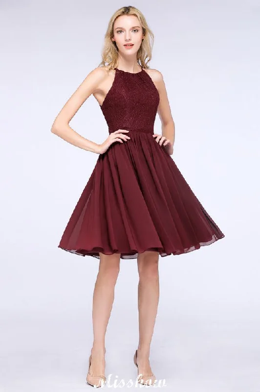 A-line Jewel Sleeveless Knee-Length Bridesmaid Dresses with Ruffle Chiffon Lace Party Dress Tunics Fall fleece A-line Jewel Sleeveless Knee-Length Bridesmaid Dresses with Ruffle Chiffon Lace Party Dress Tunics Fall fleece