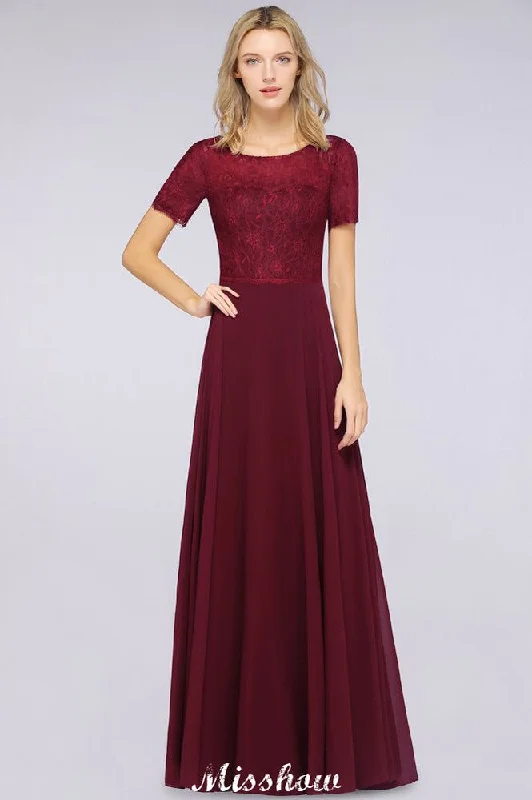 A-Line Short-Sleeves Floor-Length Bridesmaid Dress Chiffon Lace Round-Neck Evening Dress Tunics Vintage classic A-Line Short-Sleeves Floor-Length Bridesmaid Dress Chiffon Lace Round-Neck Evening Dress Tunics Vintage classic