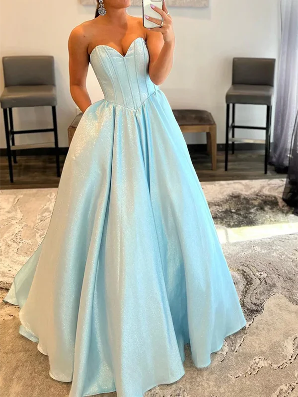 A Line Sweetheart Strapless Blue Long Prom Dresses, A Line Sweetheart Strapless Blue Long Formal Evening Dresses Tunics Versatile stylish