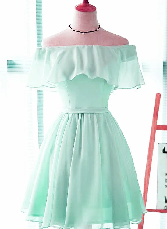 Beautiful Chiffon Mint Green Bridesmaid Dress, Short Party Dress Tunics Stylish elegant