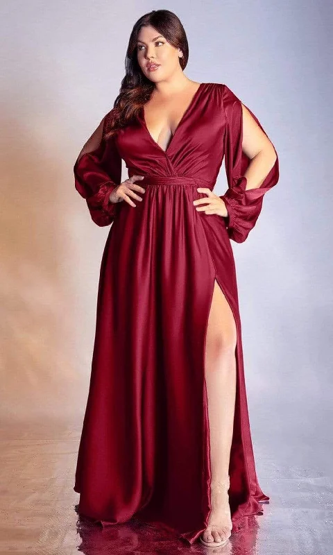 Cinderella Divine - 7475C Plunging V Neck High Slit Long Evening Dress Tunics Yoga stretchy Cinderella Divine - 7475C Plunging V Neck High Slit Long Evening Dress Tunics Yoga stretchy