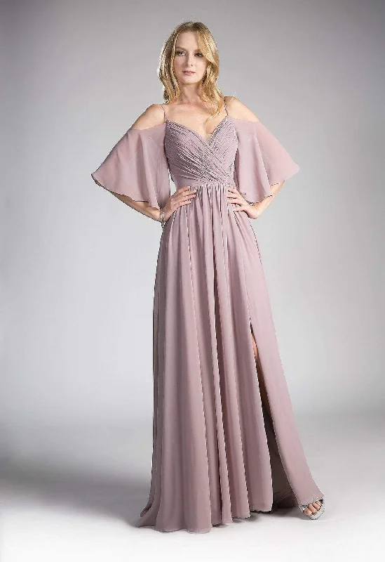 Cinderella Divine - Cold Shoulders Flutter Sleeve Evening Dress CJ267 - 1 pc Dusty Rose In Size 4 Available Tunics Bridal satin Cinderella Divine - Cold Shoulders Flutter Sleeve Evening Dress CJ267 - 1 pc Dusty Rose In Size 4 Available Tunics Bridal satin