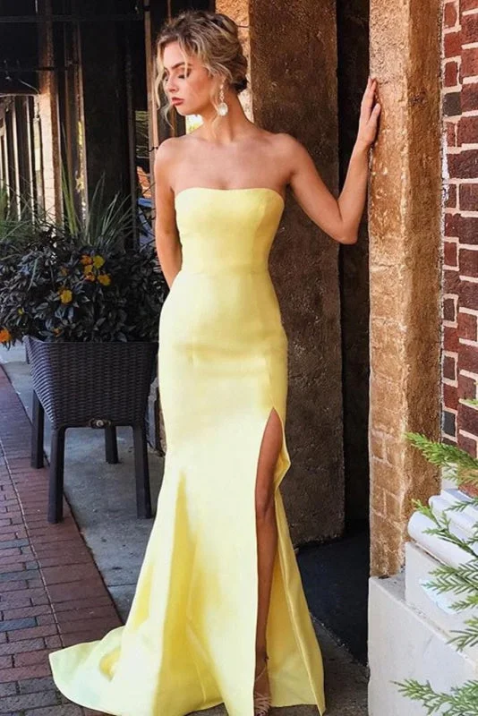 Daffodil Strapless Long Party Dress Sexy Simple Mermaid Prom Gown Tunics Designer luxury