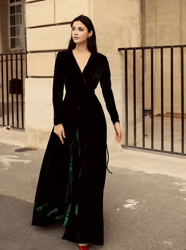 Long Wrap Formal Dresses Velvet Deep V-Neck Women Long Sleeve Wedding Guest Dress Evening Dresses Tunics Designer luxury Long Wrap Formal Dresses Velvet Deep V-Neck Women Long Sleeve Wedding Guest Dress Evening Dresses Tunics Designer luxury